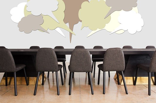 Stock image of a meeting room with conference table
