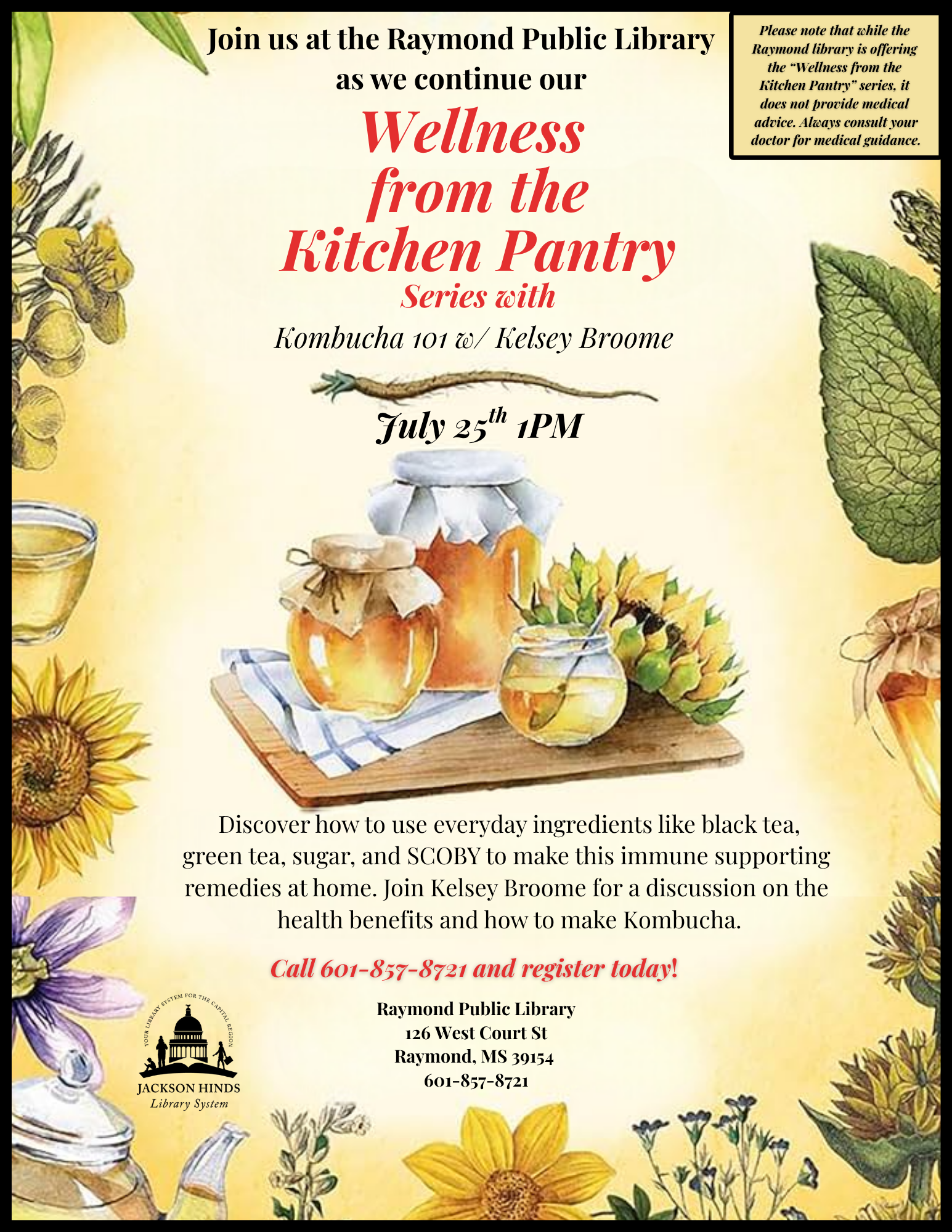 Promotional graphic for 'Wellness from the Kitchen Pantry: Kombucha 1