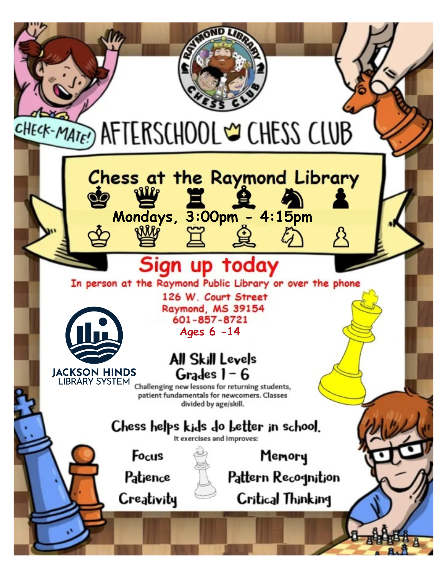Flyer for the Raymond Public Library Afterschoo