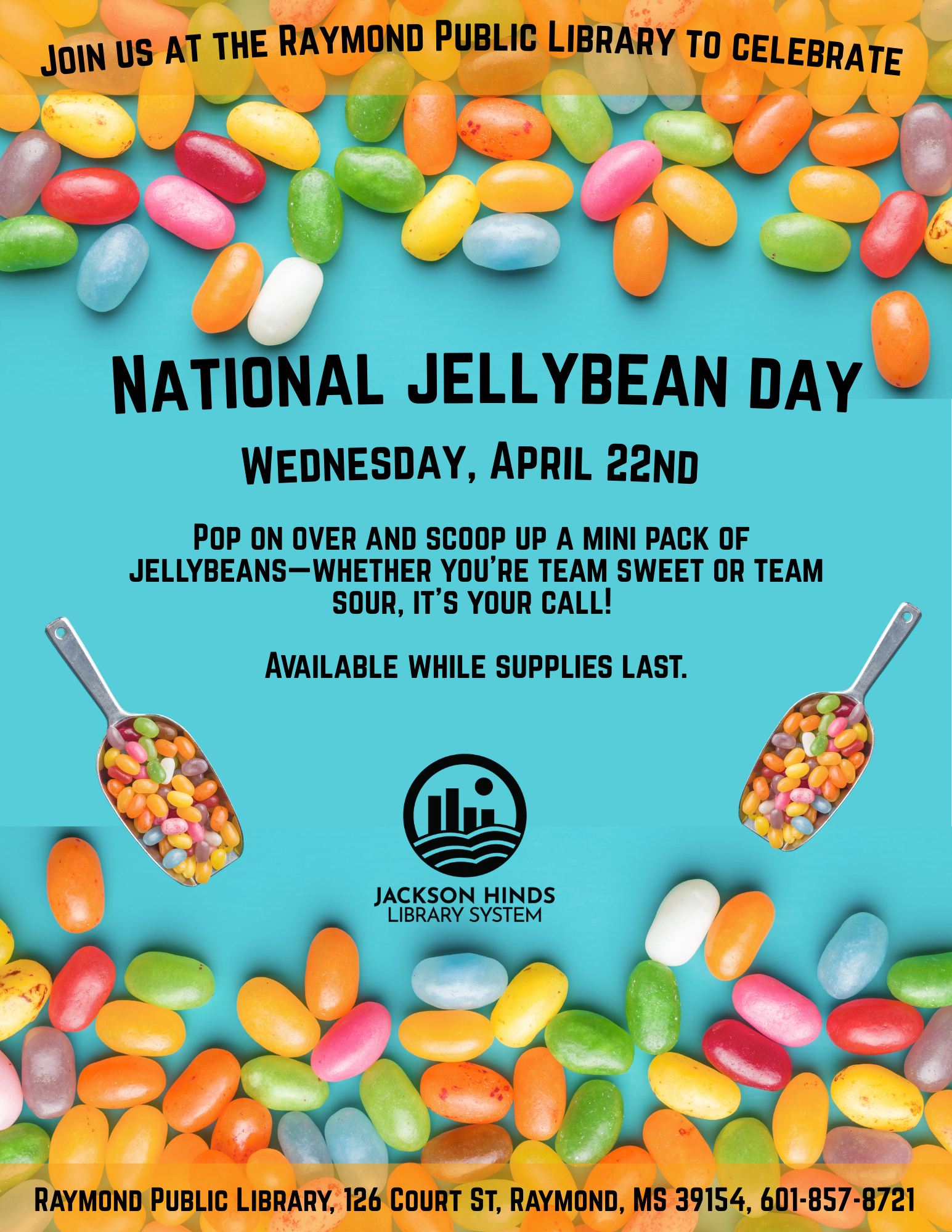 Flyer for National Jellybean Day on Wednesday, April 22nd at