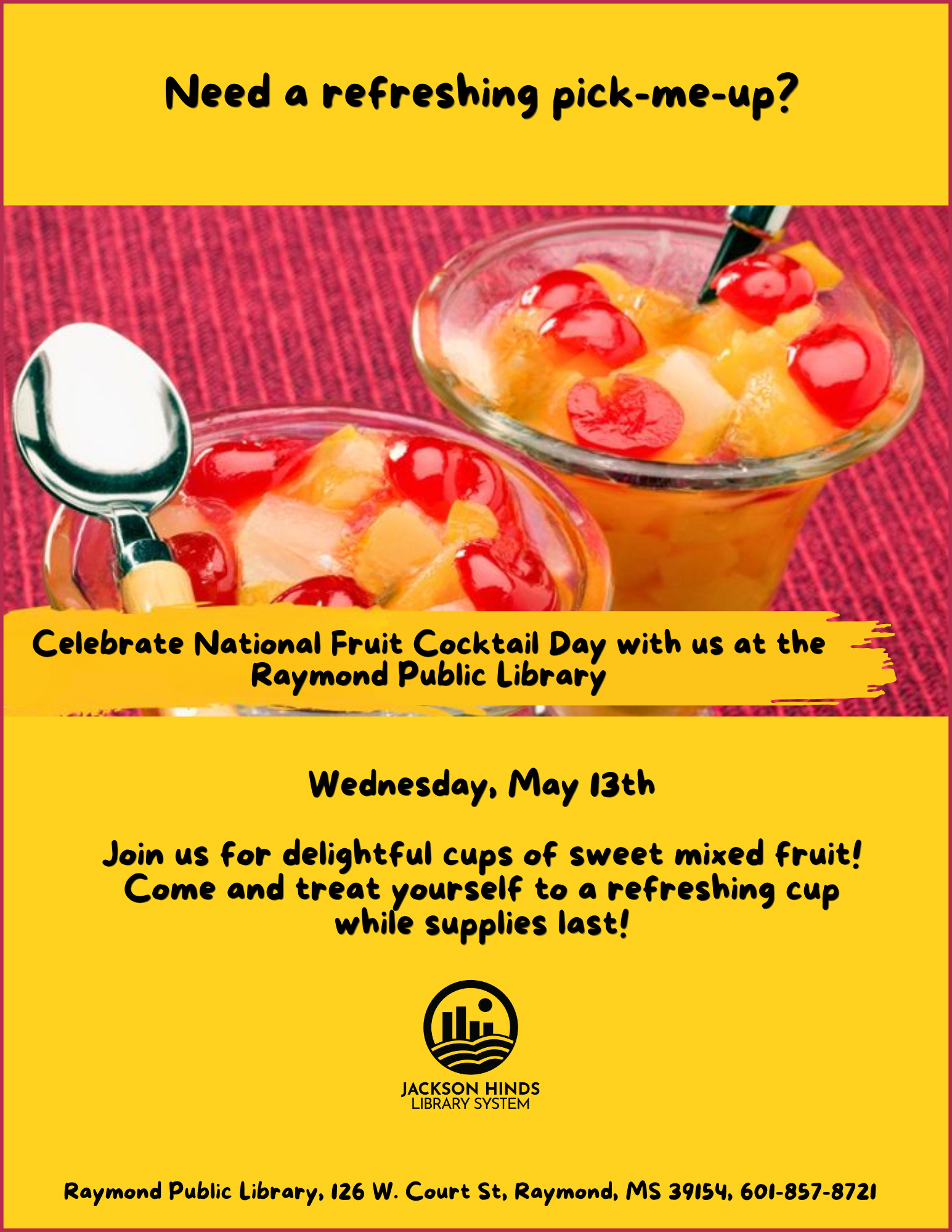 Flyer promoting National Fruit Cocktail Day on May 1