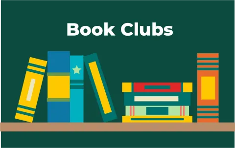 Book clubs - multi-color books on shelf