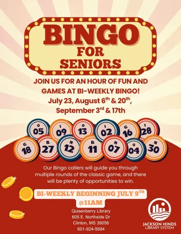 Bingo for Seniors - every other week starting July 9th at Quisenberry library