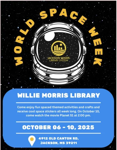 Read this flyer to discover what will be happening during World Space Week at Willie Morris Library!