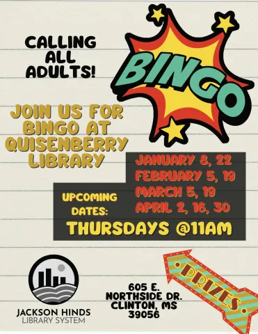 join us for adult bingo! Every other thursday at 11 am