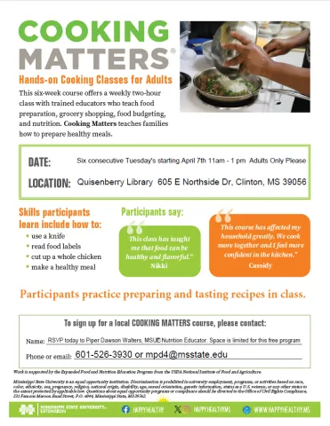 Cooking matters class at Quisenberry library.