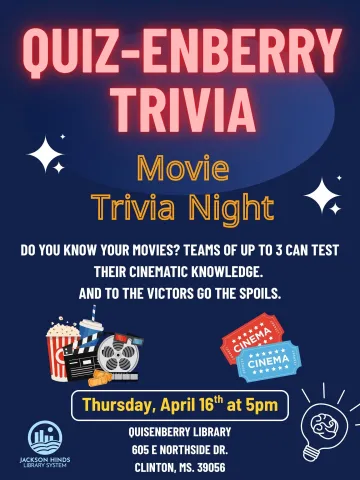 quizenberry movie trivia night on thursday april 16th at 5:00pm