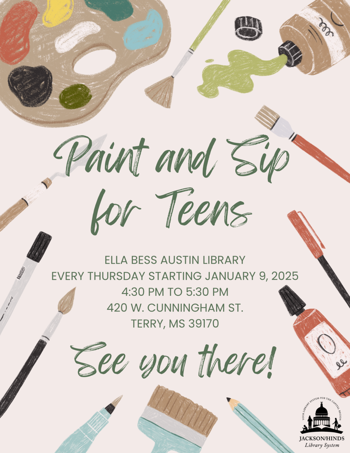 Paint and Sip for Teens Flyer
