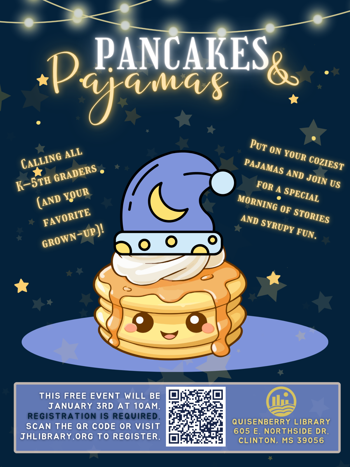 Put on your coziest pajamas and join us for a special morning of stories and syrupy fun.