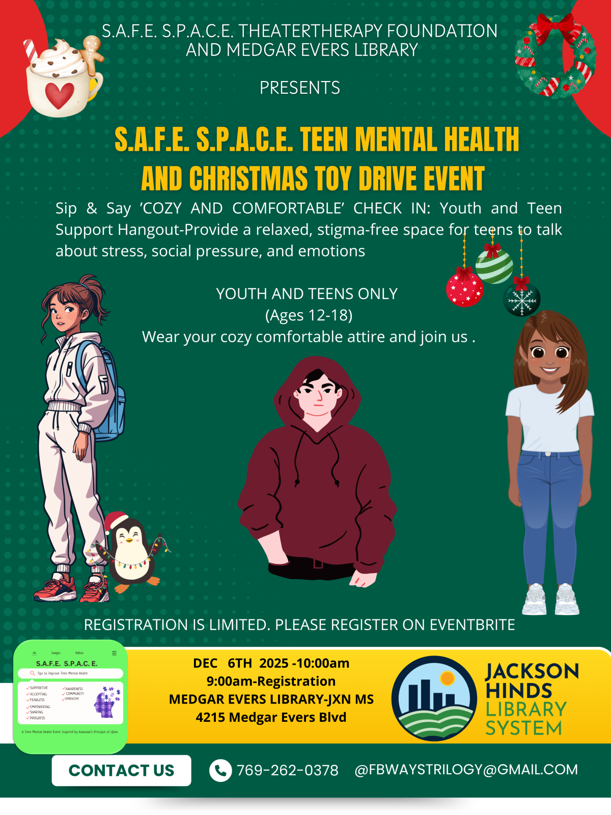 Teen Mental Health Safe Space Event.