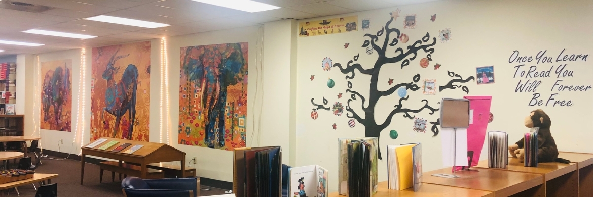 Art on the walls of the Margaret Walker Alexander Library
