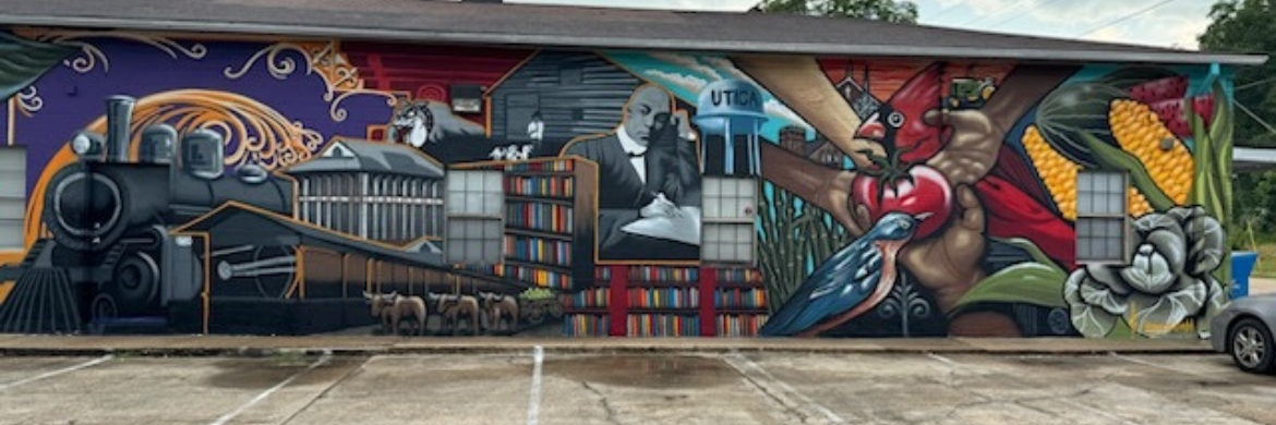 Building mural at the Evelyn Taylor Majure Library 
